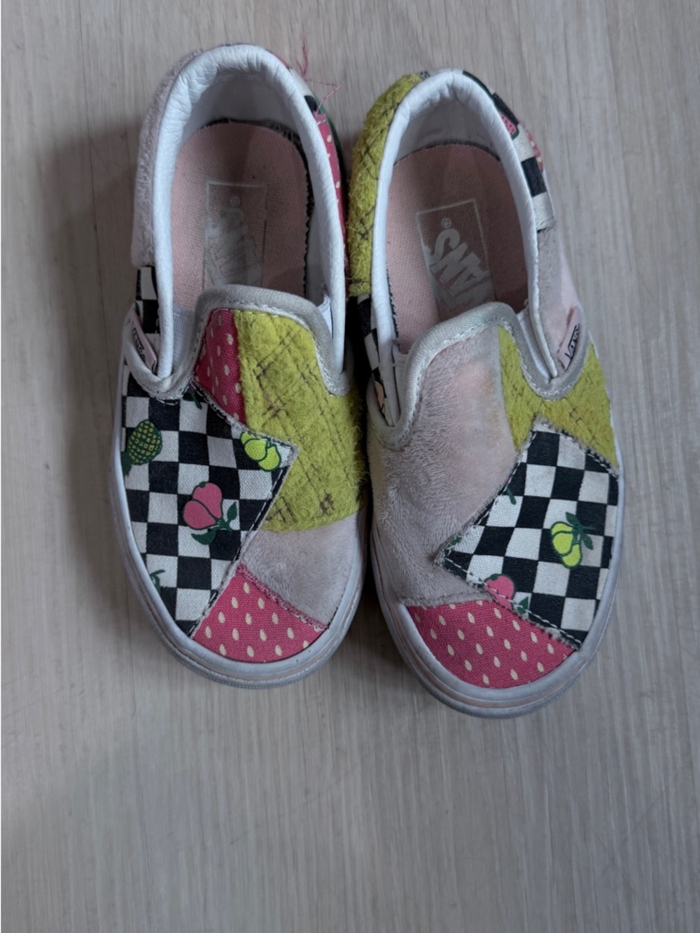 Vans Kids Patchwork Slip-On Sneakers — Pink, Green, Black, White